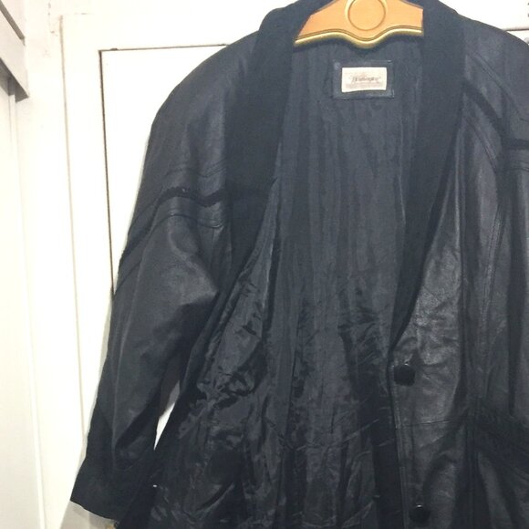 VINTAGE WORTHINGTON LEATHER LONG TRENCH COATS SIZE XL - Picture 2 of 14